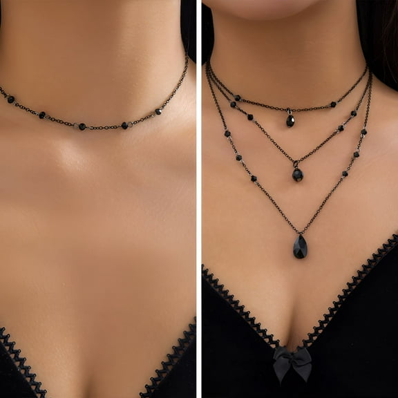 DESIGNICE 2Pcs Gothic Jewelry,Vintage Blood Drop Gothic,Dark Style Versatility Goth Accessories