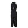 thumbnail image 5 of GILIGEGE Women's Halter Jumpsuits Sleeveless Casual Ruched Rompers Wide Leg Pants Jumpsuit Summer Jumpsuits Dressy Casual One Piece Outfits Womens Rompers for Summer 2025 New Summer Off Shoulder Ha, 5 of 5