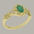 thumbnail image 3 of LBG British Made 10k Yellow Gold Natural Emerald & Cultured Pearl Womens Engagement Ring - 33 size options - Size 6, 3 of 8