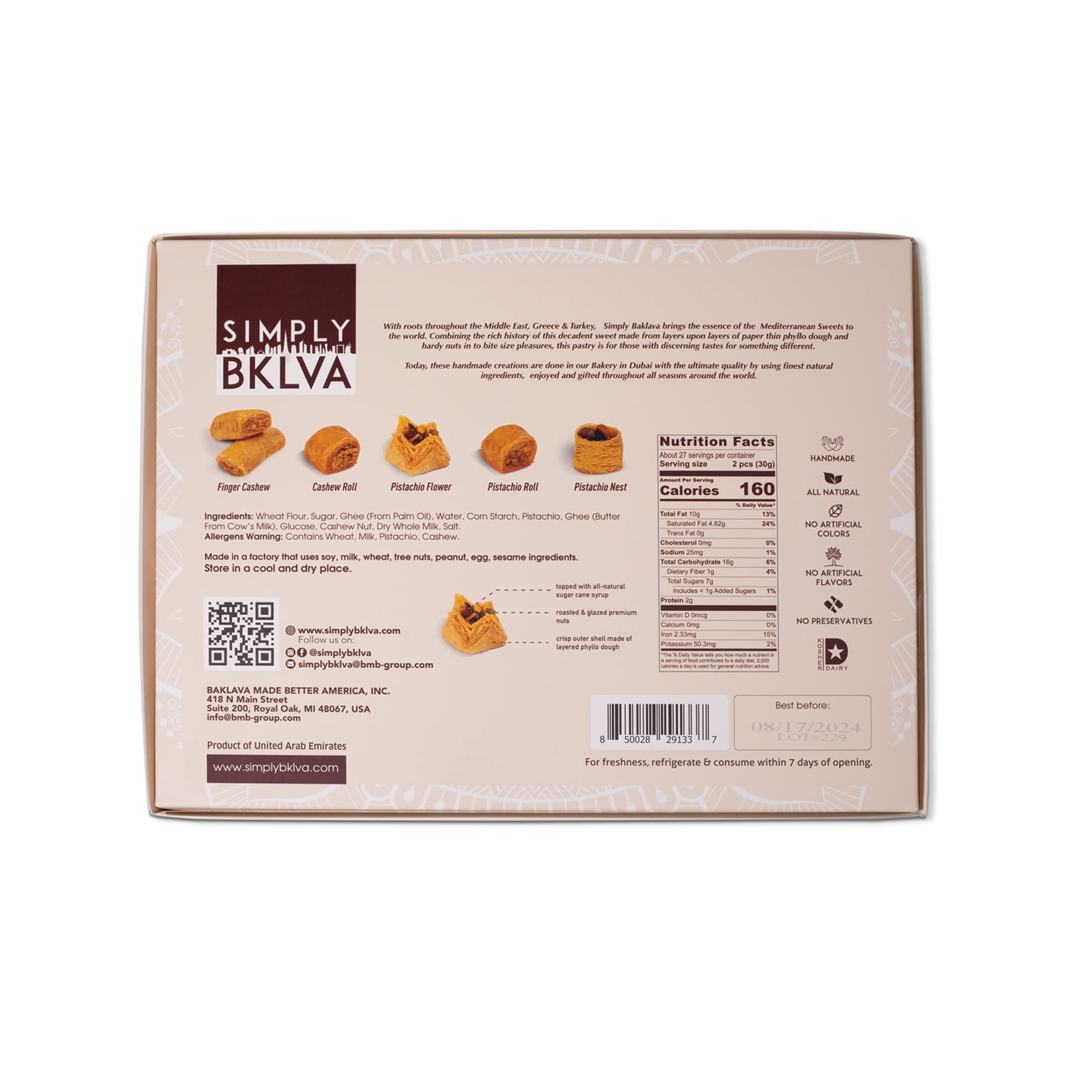 Simply BKLVA Premium Baklava 28.22 oz