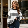 thumbnail image 2 of Sorvello Sweaters for Womens Oversized Sweaters Lightweight Knit Color Block Pullover Sweater Fall Winter Black L, 2 of 5