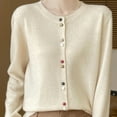 thumbnail image 4 of BiZtdJrK Womens Cardigan Crew Neck Long Sleeve Button Down Sweaters Solid Open Front Sweater Cardigans Comy Casual Outwear Beige L, 4 of 5