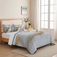 thumbnail image 5 of Twin Quilt Set 68''x86'', Marble Grey Lightweight Summer Bedspread Coverlet Set with 2 Pillow Shams, Gold Texture Modern Crack Scenery Breathable All Season Quilt Bedding for Dorm/Bedroom, 5 of 9