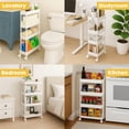 thumbnail image 3 of Pinksheep Slim Rolling Storage Cart, 4Tier Bathroom Organizer Utility Carts Shelving Unit with Wheels for Kitchen, White, 3 of 6