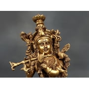 18 Brass Lord Krishna Statue Playing Flute