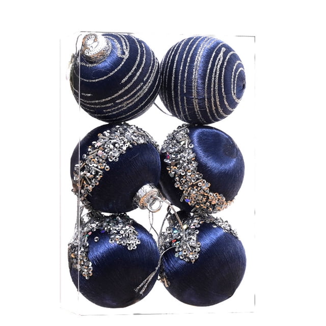 Birdeem Christmas Balls Ornaments for Xmas Tree, 6 Pcs White Christmas Tree Decorations, Tree Hanging Balls Muti-Color Christmas Balls Ornaments Set for Party