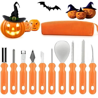 Clearance Upgraded 10 PC Pumpkin Carving Kit,Complete Set with Heavy Duty Stainless Steel Tools Carrying Bag,Ideal for Kids Adults Alike Kitchen Utensils & Gadgets Sale Savings(Orange Color)