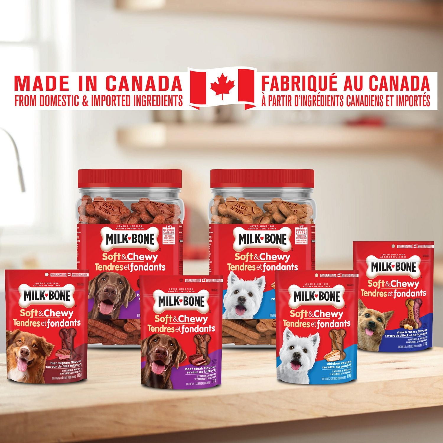 Milk-Bone Soft & Chewy Beef Steak Flavour Dog Treats 708g, 113g-708g