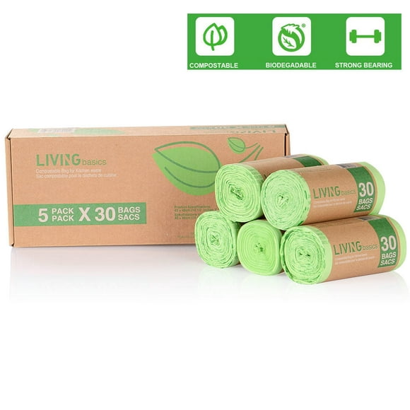 12 L Compostable Biodegradable Garbage Bags Trash Bags Eco-Friendly Garbage Bags,5*30 bags