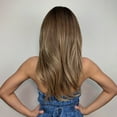 thumbnail image 2 of Graflsoa 2022 Trendy Gradient Golden Black Brown Wavy Ends Medium-Length Straight Wig, High-Temp Fiber, Multiple Colors & Types Available, Model LC259-5, 2 of 6