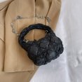 thumbnail image 4 of Bolso de mano para mujer, bandolera plisada con cadena, neceser de maquillaje (negro), 4 of 6