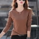 thumbnail image 3 of Elegant Fashion Harajuku Slim Fit Female Clothes Loose Casual Sweat All Match Tees Solid Patchwork O Neck Long Sleeve T-shirts, 3 of 4