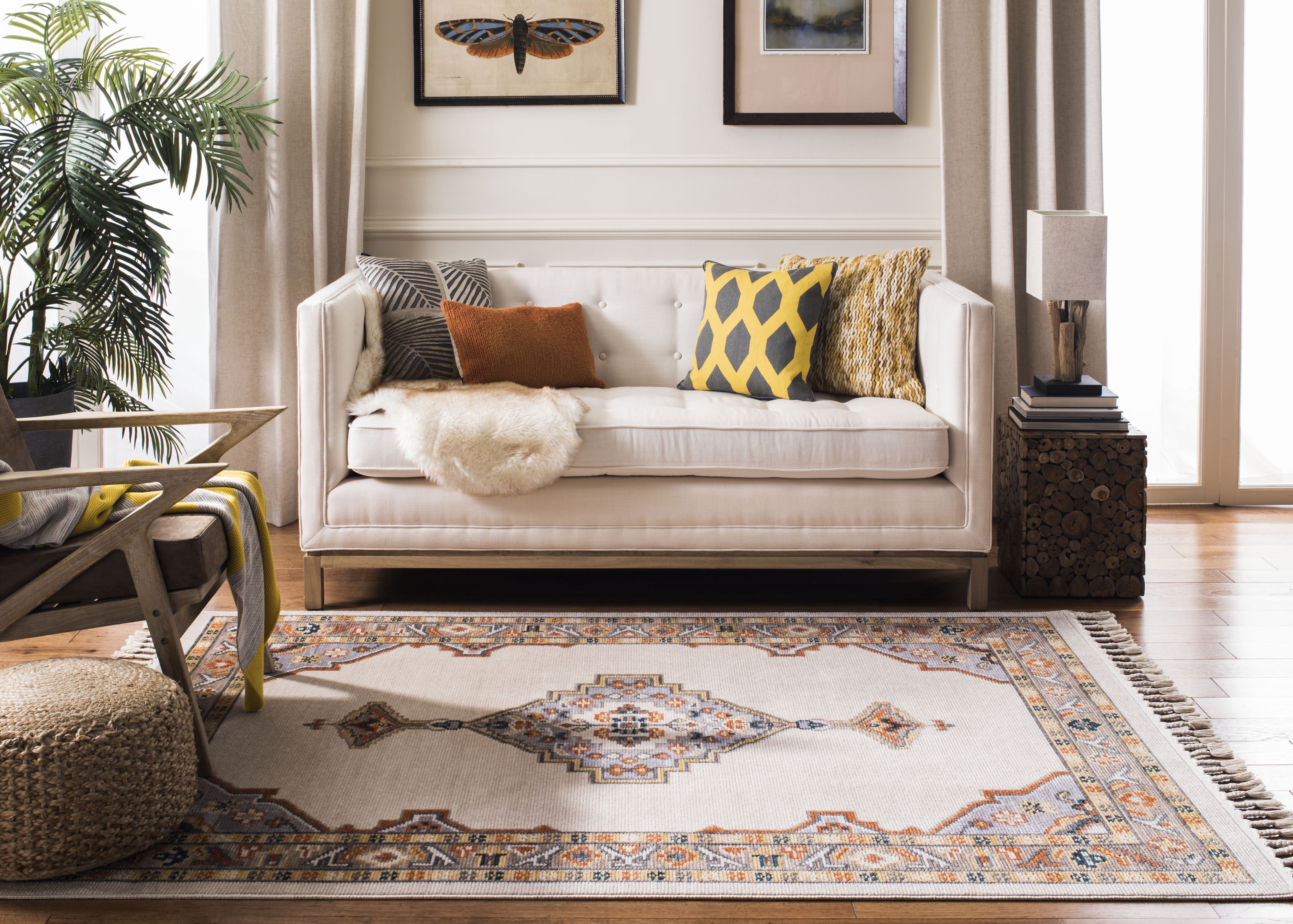 Safavieh Farmhouse Arline Southwestern Area Rug, Gray/Cream, 6'3" x 6'3" Square