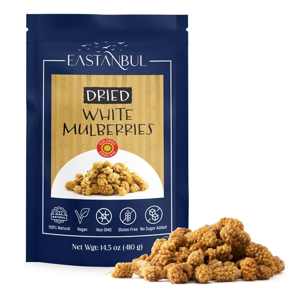 Eastanbul Mulberry, Dried Mulberries, Sun Dried White,Vegan,Non-GMO, 14.5oz