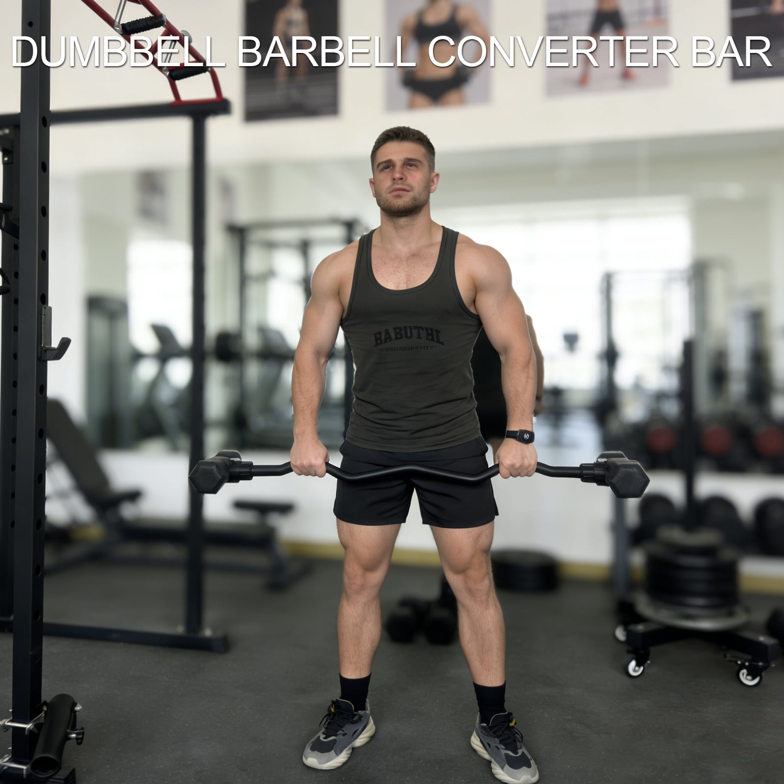 KORIKAHM Upgrade Dumbbell Barbell Converter Bar, Adjustable Weight Capacitry Bar Convert to Dumbbell Set for Home Gym Strength Training