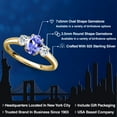 thumbnail image 2 of Gem Stone King 18K Yellow Gold Plated Silver Blue Tanzanite and White Topaz Engagement Ring for Women | 1.18 Cttw | Oval 7X5MM | Gemstone December Birthstone | Size 6, 2 of 6