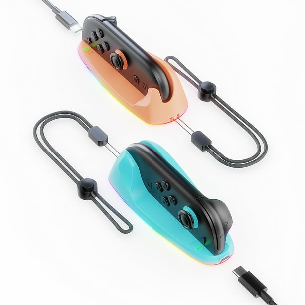 Pack de 2 ratones recargables Switch2 para mano izquierda y derecha con base magnética y luz ambiental para mandos Joy-Con de Nintendo Switch 2
