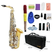 Muslady Eb Alto Saxophone Brass E-Flat Musical Instruments with Case, Tuner, Mouthpiece, Reeds, Cleaning Cloth