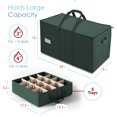 thumbnail image 4 of Hearth & Harbor Large Christmas Ornament Storage Box - Fits up to 124 Holiday Ornaments - Green Fabric Rectangle, 4 of 5