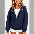 thumbnail image 2 of Abcomgle Girls Half Zip Sweatshirt Jacket Oversized Long Sleeve Jacket for Girls Cute Lightweight Fleece Girls Hoodies with Pockets, 2 of 3