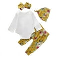 thumbnail image 2 of Esho Newborn Baby Girls Clothes, Toddler Girl Floral Romper Bodysuits+Long Pants+Hat/Headband Set, 3/4 Pieces, 0-24M, 2 of 7
