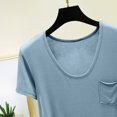 thumbnail image 3 of Jalioing Womens Basic Shirts Comfy Stretchy Short Sleeve Scoop Neck T Shirts Solid Casual Undershirts Tops with Pocket, 3 of 6