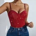 thumbnail image 2 of TrendOFT Body pour Femmes Shapewear Contrôle du Ventre Corset en Maille Transparente Sans Manches Chemises Hauts Y2K Décontracté Basique Combinaisons pour Femmes Rouge m, 2 of 4