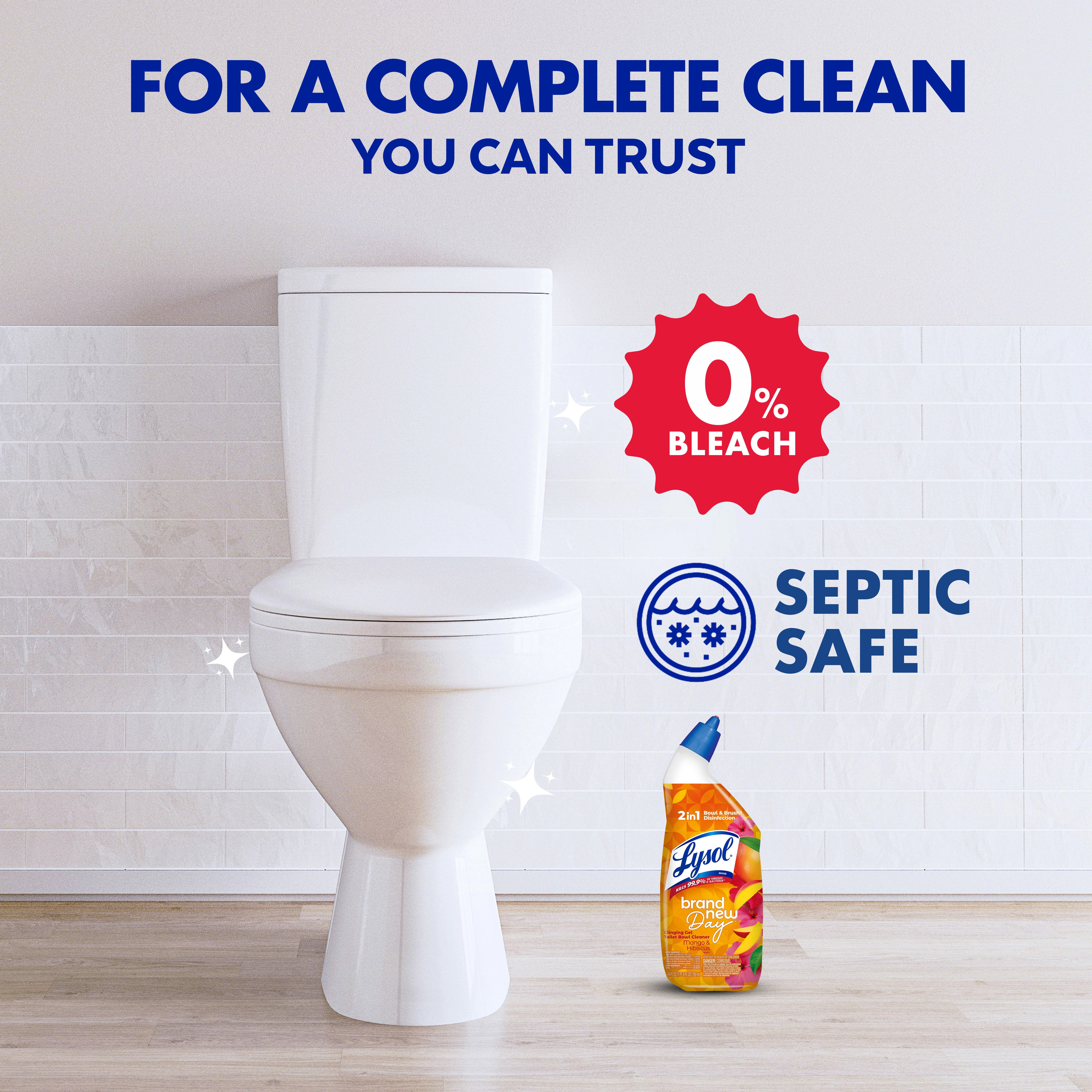 (2 pack) Lysol Toilet Bowl Cleaner Clinging Gel, Disinfecting Bathroom Cleaner and Toilet Bowl Stain Remover, Mango & Hibiscus Scent, 24 fl oz
