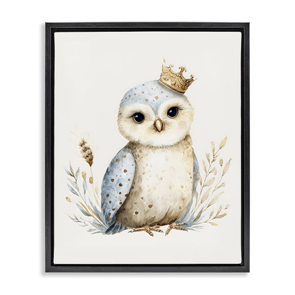 Stupell Industries Eclectic Watercolor Nursery Owl Black Floating Frame Canvas Art, 17 x 21, by LSR Design Studio
