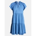 thumbnail image 6 of Time and Tru Women's Tiered Mini Dress with Flutter Sleeves, Sizes XS-XXXL, 6 of 6