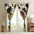 thumbnail image 4 of Black Brown Cowhide 30%-50% Blackout Curtains Sugar Skull Western Curtains & Drapes,Wild Animal Skin Gothic Bone Curtains Bull Cattle Cow Print Sunflower Bohemian Western Decor, 4 of 6
