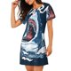 thumbnail image 2 of Easygdp Shark Camisón de manga corta para mujer, informal, estampado, 2 of 6