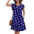 thumbnail image 2 of Mengpipi Womens Dresses Summer Casual Ruffle Sleeve Beach Sundresses with Pockets, Blue Cherry-XXL(US 20-22), 2 of 6