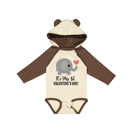 

Inktastic 1st Valentines Day Baby Elephant Gift Baby Boy or Baby Girl Long Sleeve Bodysuit