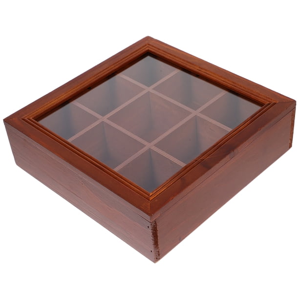 Caja de madera con compartimentos para bolsitas de té, contenedor para paquetes de té, para guardar azúcar y café