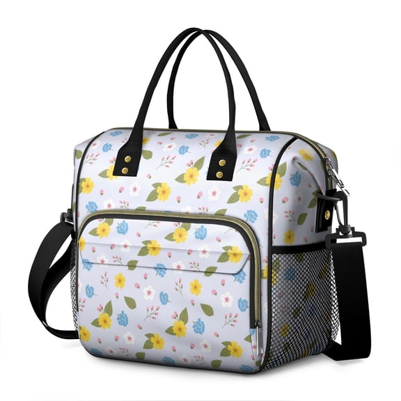 Pioneer Flower Floral Print Pattern Womens Lunch Box for Work,Insulated Large Lunch Bag,Leakproof Adult Lunch Bag for Work,Beach,Travel,Picnic,Camping