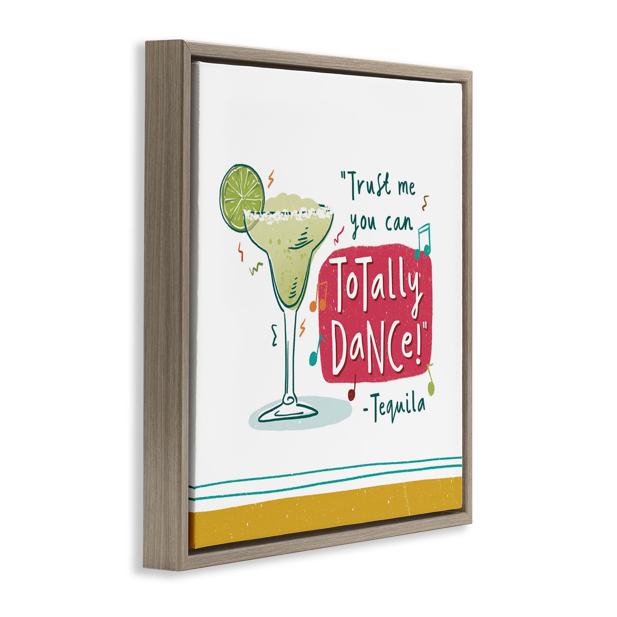 Stupell Industries Funny Tequila Phrase Food & Beverage Painting Brown Floater Framed Canvas Art Print Wall Art, 18 x 18