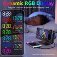 thumbnail image 3 of yeacher Multicolor LED Projection Alarm Clock with USB Charging, 7 Color Options, Dual Alarms, Adjustable Brightness, Snooze Function, 12/24H Format, Black/White, 3 of 6