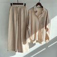 thumbnail image 2 of Ensemble 2 Pcs pour Femmes, Chemise Boutonnée et Pantalon Large Décontracté, 2 of 5