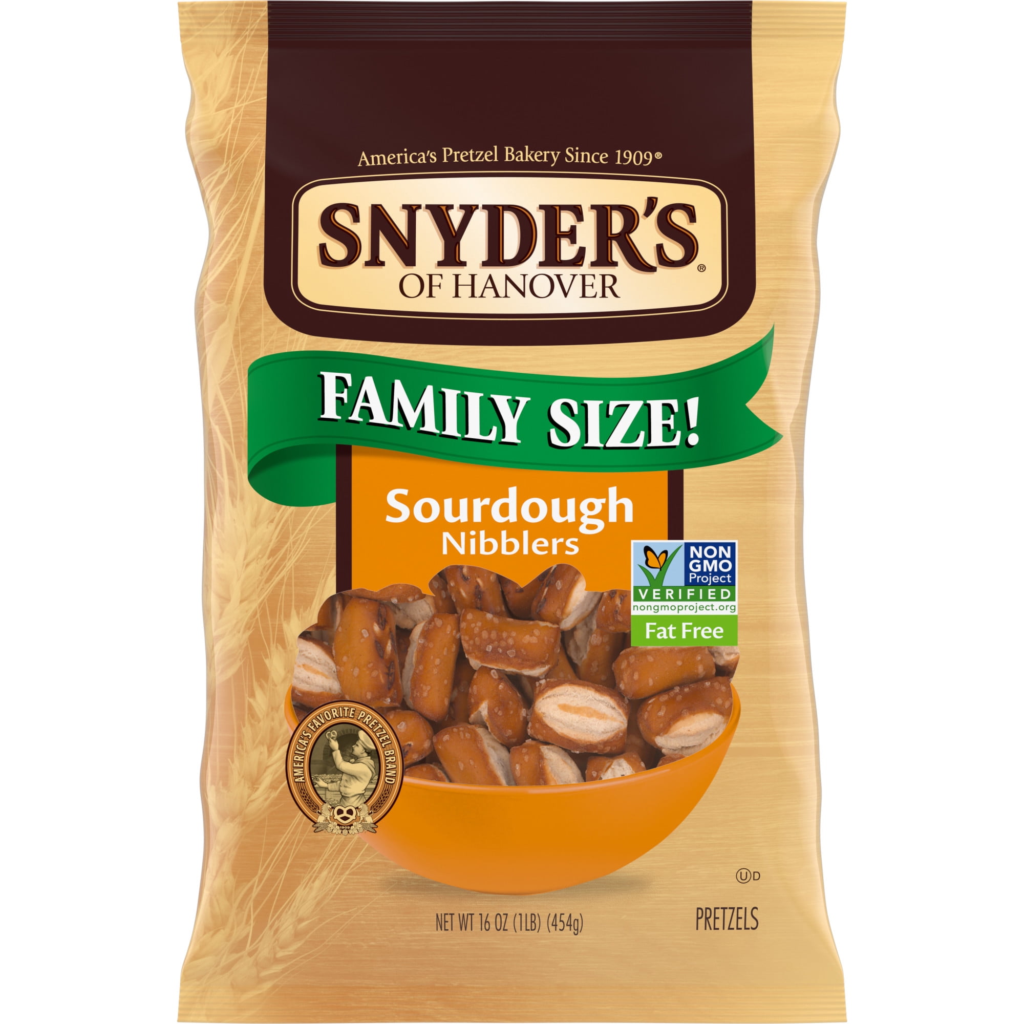 Snyder's of Hanover Pretzels, Sourdough Nibblers, Family Size 16 oz Bag