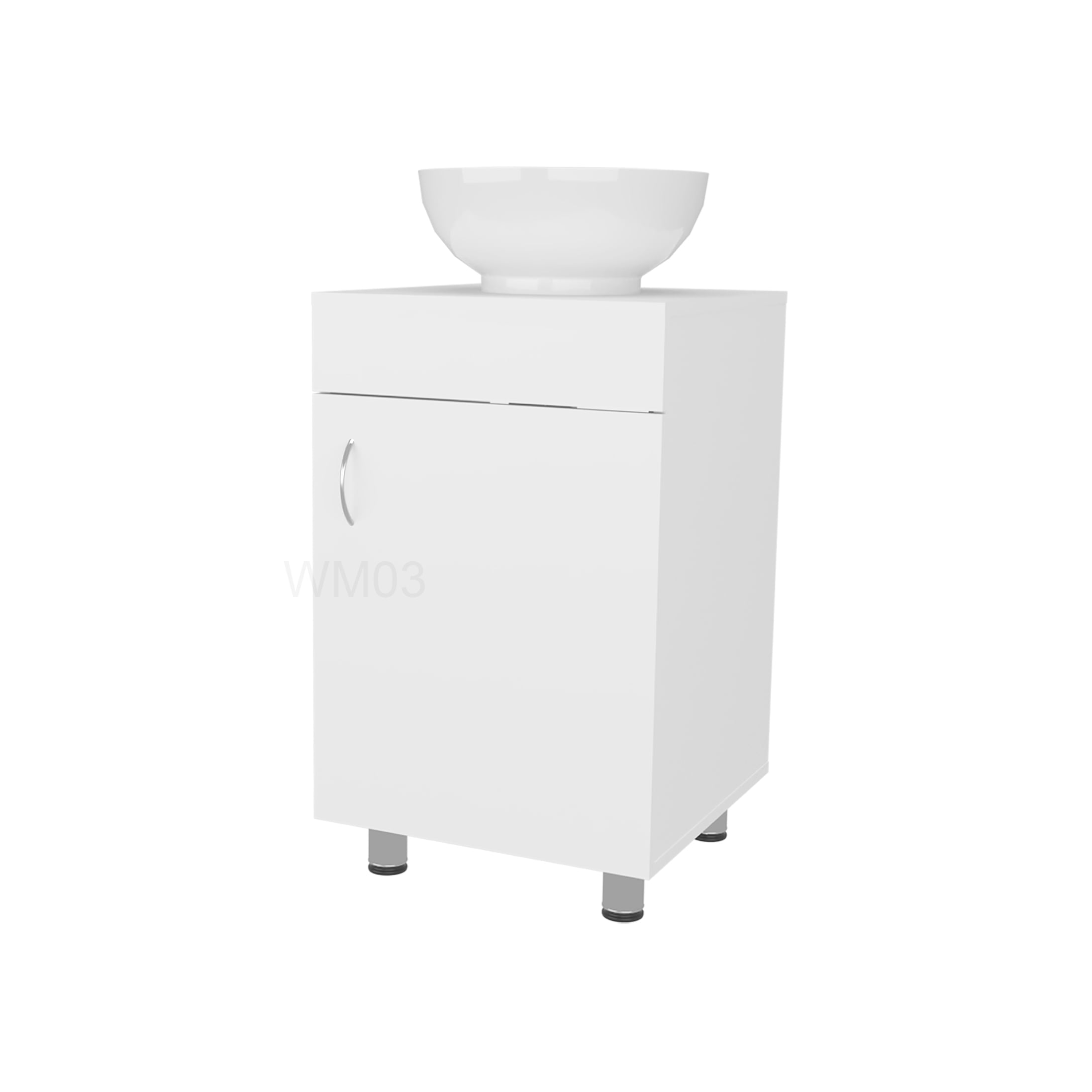 Small Bathroom Vanity with Sink, White Freestanding Storage Cabinet with Drawer