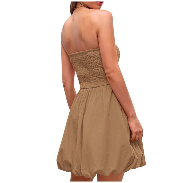 brown strapless bubble dress Patbo Sequin Long-sleeve GOWN