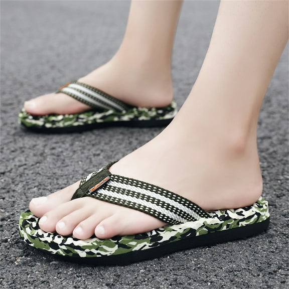 CPNG Men Beach Acupressure Massage Slippers Anti Slip Flops Flat Bottom Lightweight Slip On Comfortable Camouflage Outdoor Flip Flops Comfort Footwear