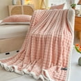 thumbnail image 5 of Fleece Blanket - 3D Jacquard Decorative Cream Throw Blankets for Couch & Bed, Soft and Cozy Warm Plush Fluffy Blanket All Seasons Suitable, 59x40Inches （Pink）, 5 of 6