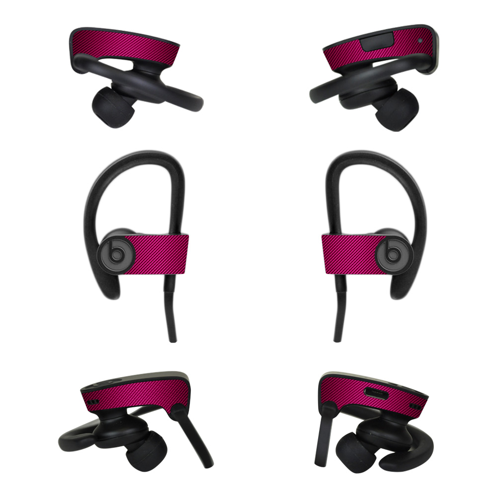 Skin Decal Wrap Compatible With Dr Dre Powerbeats3 Pink Carbon Fiber - image 1 of 2