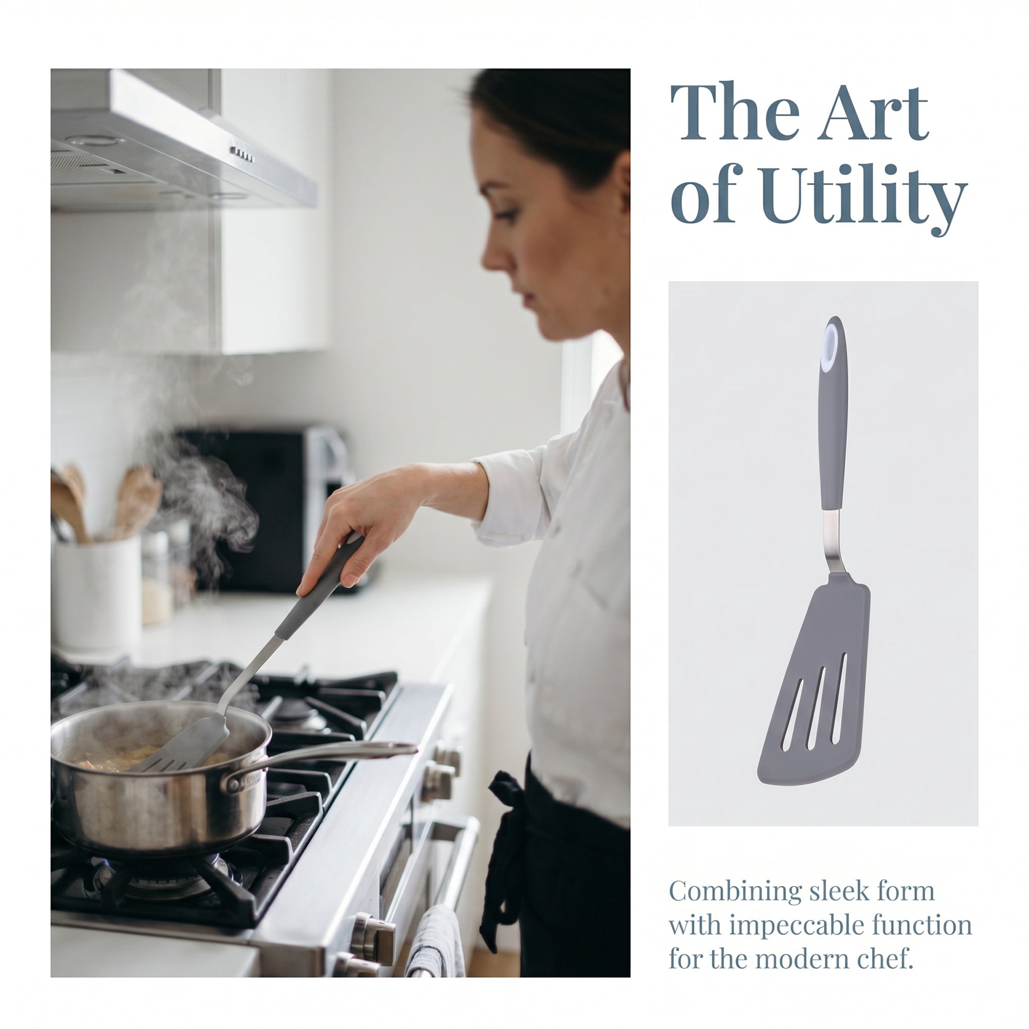 Unique Bargains Kitchen Utensils with Heat-Resistant Rubber Spatula Gray 13.8x3.9 inch
