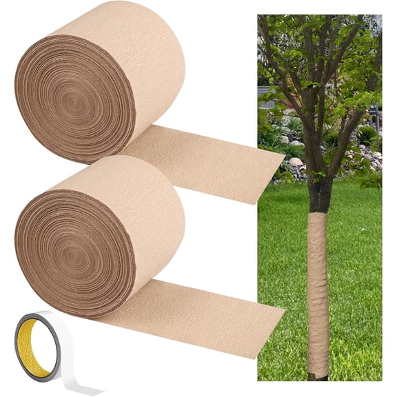 Samovi Tree Wrap, Breathable Tree Bark Repair Wrap Bandage to Keep Warm, Tree Trunk Protectors Wraps with Double-Sided Tape for Cover Plants Freeze Protection, 100' x 4'', 2 Pack