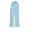 thumbnail image 5 of Womens Barrel Sweatpants Wide Leg Straight Plus Size Drawstring High Waist Loose Workout Athletic Joggers Pants Light Blue, 5 of 6