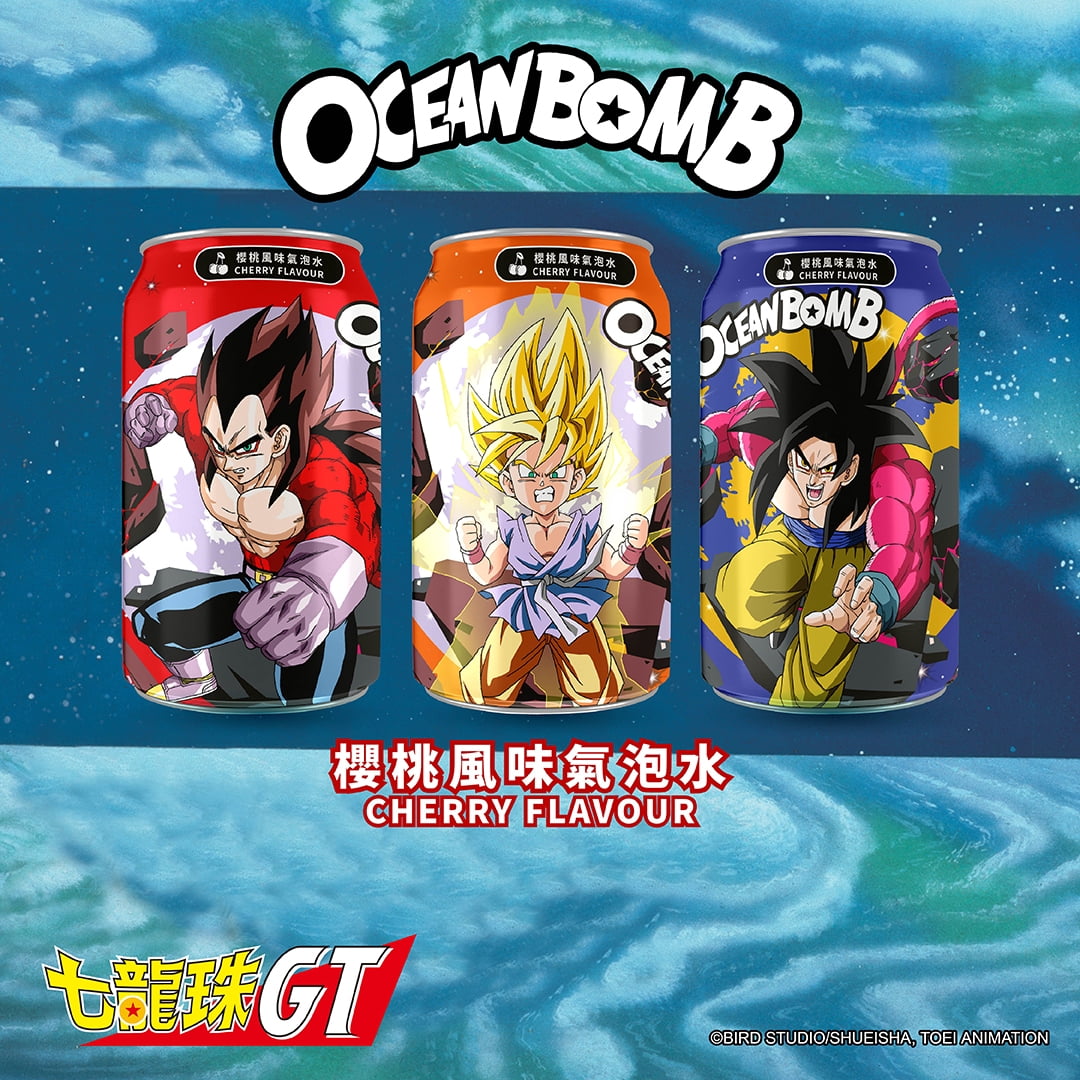 Ocean Bomb Dragonball Sparkling Water Flavor - 6 Packs, 11.10 FL (330ml) each - Variety Pack, Random Design - Limited Edition
