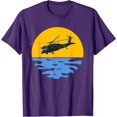 thumbnail image 1 of UH-60 Helicopter Chopper Sikorsky Flying at Sunset over Sea T-Shirt, 1 of 1